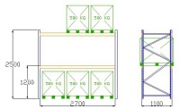 Pal-Rack 2500 pole 2700 / 500 kg / základní pole