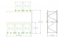 Pal-Rack 2500 pole 2700 / 500 kg / přídavné pole