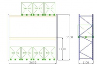 Pal-Rack 3500 pole 3600 / 500 kg / základní pole