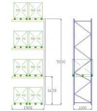 Pal-Rack 5000 pole 1900 / 500 kg / přídavné pole