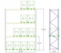 Pal-Rack 5000 pole 3600 / 500 kg / základní pole