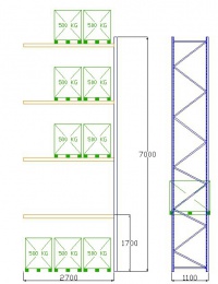 Pal-Rack 7000 pole 2700 / 500 kg / přídavné pole