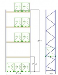 Pal-Rack 7000 pole 2700 / 500 kg / základní pole