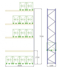 Pal-Rack 7000 pole 3600 / 500 kg / přídavné pole