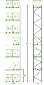 Pal-Rack 10000 pole 1900 / 500 kg / přídavné pole