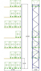 Pal-Rack 10000 pole 2700 / 500 kg / přídavné pole