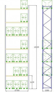 Pal-Rack 10000 pole 2700 / 500 kg / základní pole