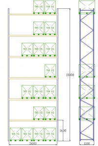 Pal-Rack 10000 pole 3600 / 500 kg / základní pole