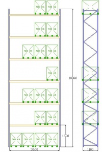 Pal-Rack 10000 pole 3600 / 500 kg / základní pole