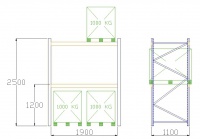 Pal-Rack 2500 pole 1900 / 1000 kg / základní pole