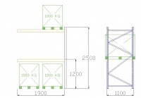 Pal-Rack 2500 pole 1900 / 1000 kg / přídavné pole