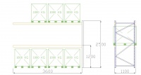 Pal-Rack 2500 pole 3600 / 970 kg / přídavné pole