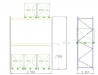 Pal-Rack 3500 pole 2700 / 1000 kg / základní pole