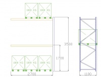 Pal-Rack 3500 pole 2700 / 1000 kg / přídavné pole