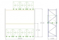 Pal-Rack 3500 pole 3600 / 950 kg / základní pole