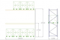 Pal-Rack 3500 pole 3600 / 950 kg / přídavné pole