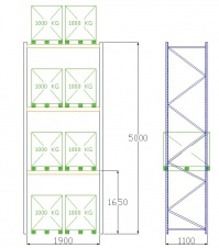 Pal-Rack 5000 pole 1900 / 1000 kg / základní pole