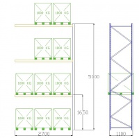 Pal-Rack 5000 pole 2700 / 1000 kg / přídavné pole