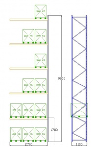 Pal-Rack 9000 pole 2700 / 1000 kg / přídavné pole