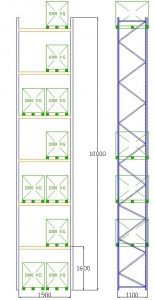 Pal-Rack 10000 pole 1900 / 1000 kg / základní pole