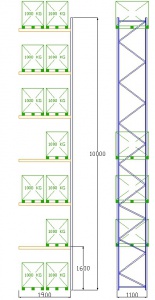 Pal-Rack 10000 pole 1900 / 1000 kg / přídavné pole