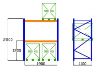 Pal-Rack 2500 pole 1900 / 500 kg / základní pole