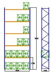 Pal-Rack 9000 pole 3600 / 500 kg / základní pole