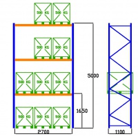 Pal-Rack 5000 pole 2700 / 500 kg / základní pole